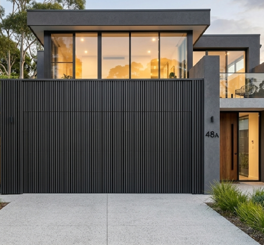 Batten garage door on a Sydney home