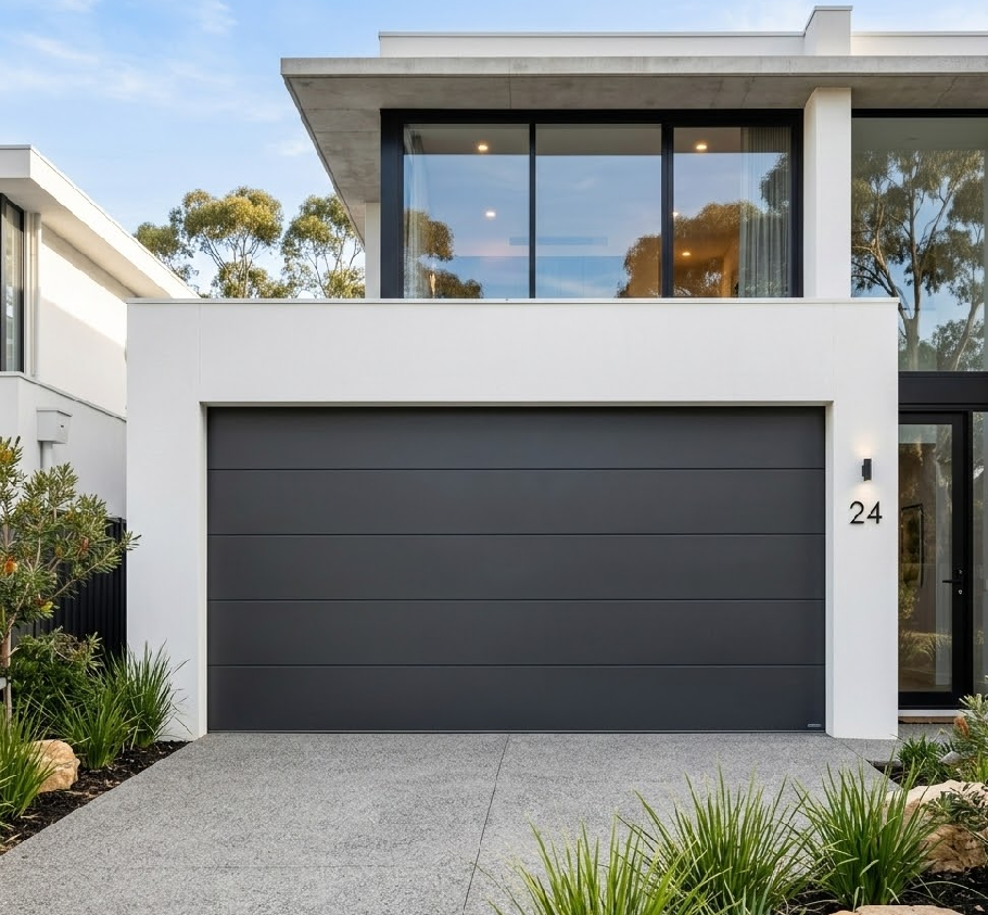 Premium sectional garage door on a modern home